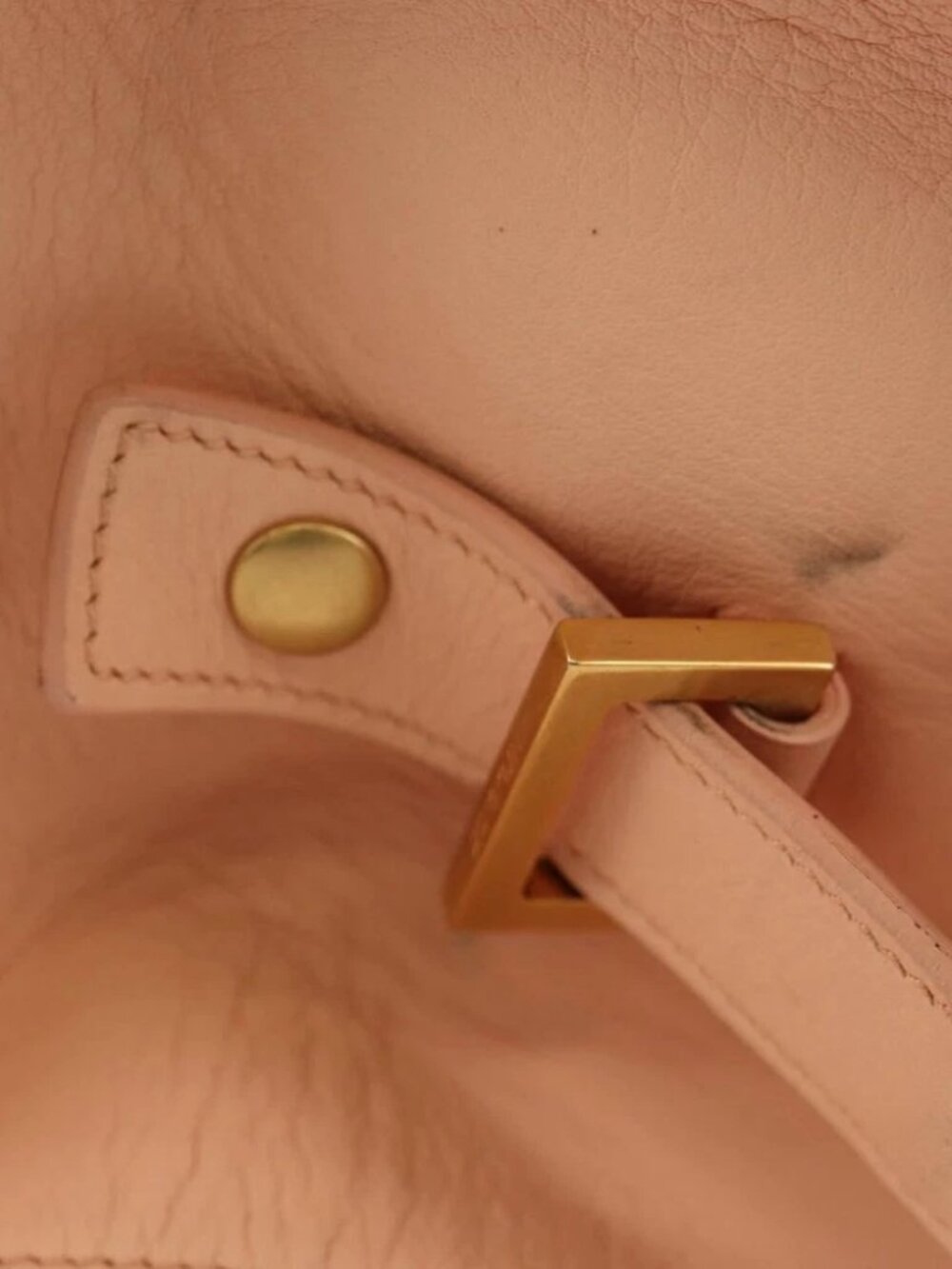 SAINT LAURENT Petit Kabas Hand Bag Leather 2way Pink Gold Auth - Picture 9 of 15